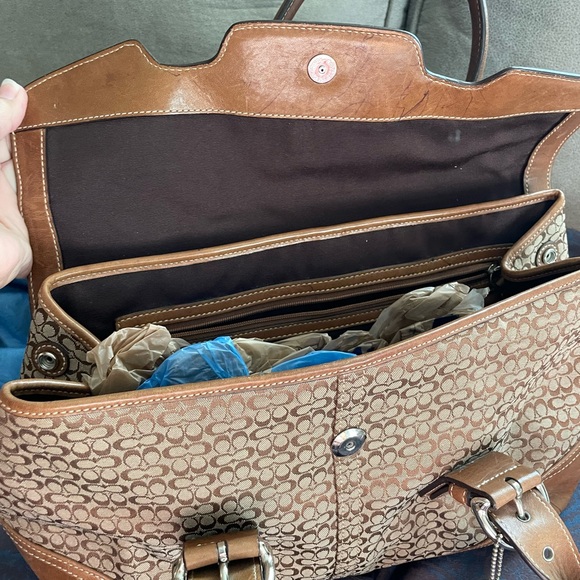 Genuine Coach handbag Signature Collection 7080 Flap Khaki - Picture 3 of 7